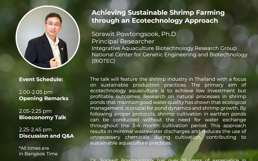 Achieving Sustainable Shrimp Farming through an Ecotechnology Approach